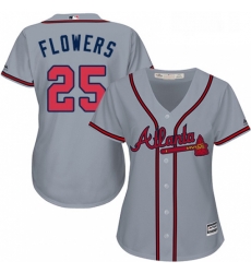 Womens Majestic Atlanta Braves 25 Tyler Flowers Authentic Grey Road Cool Base MLB Jersey