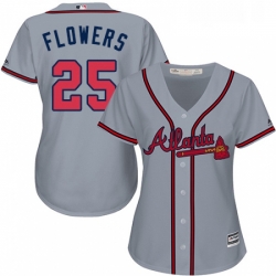 Womens Majestic Atlanta Braves 25 Tyler Flowers Authentic Grey Road Cool Base MLB Jersey