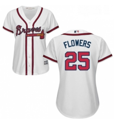 Womens Majestic Atlanta Braves 25 Tyler Flowers Authentic White Home Cool Base MLB Jersey