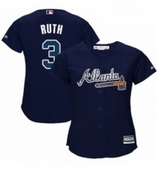 Womens Majestic Atlanta Braves 3 Babe Ruth Authentic Blue Alternate Road Cool Base MLB Jersey