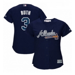 Womens Majestic Atlanta Braves 3 Babe Ruth Authentic Blue Alternate Road Cool Base MLB Jersey