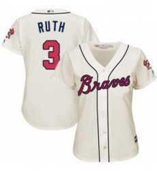 Womens Majestic Atlanta Braves 3 Babe Ruth Authentic Cream Alternate 2 Cool Base MLB Jersey