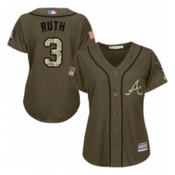 Womens Majestic Atlanta Braves 3 Babe Ruth Authentic Green Salute to Service MLB Jersey