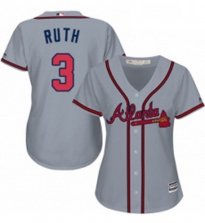 Womens Majestic Atlanta Braves 3 Babe Ruth Authentic Grey Road Cool Base MLB Jersey