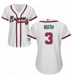 Womens Majestic Atlanta Braves 3 Babe Ruth Replica White Home Cool Base MLB Jersey