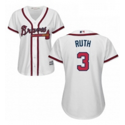 Womens Majestic Atlanta Braves 3 Babe Ruth Replica White Home Cool Base MLB Jersey