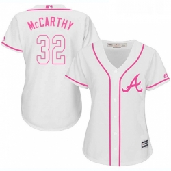 Womens Majestic Atlanta Braves 32 Brandon McCarthy Authentic White Fashion Cool Base MLB Jersey 