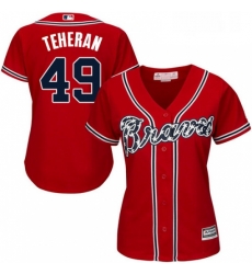 Womens Majestic Atlanta Braves 49 Julio Teheran Authentic Red Alternate Cool Base MLB Jersey
