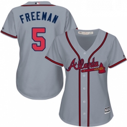 Womens Majestic Atlanta Braves 5 Freddie Freeman Authentic Grey Road Cool Base MLB Jersey