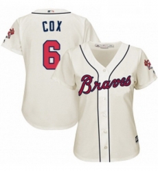 Womens Majestic Atlanta Braves 6 Bobby Cox Authentic Cream Alternate 2 Cool Base MLB Jersey