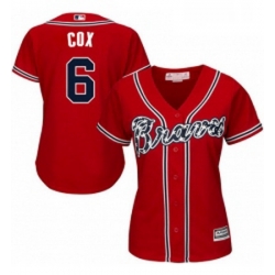 Womens Majestic Atlanta Braves 6 Bobby Cox Authentic Red Alternate Cool Base MLB Jersey
