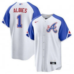 Youth Atlanta Braves 1 Ozzie Albies White 2023 City Connect Stitched Baseball Jersey
