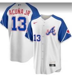 Youth Atlanta Braves 13 Ronald Acu F1a Jr  White 2023 City Connect With Patch Stitched Baseball Jersey
