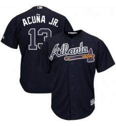 Youth Atlanta Braves 13 Ronald Acua Jr Majestic Navy Alternate Official Cool Base Player Jersey 