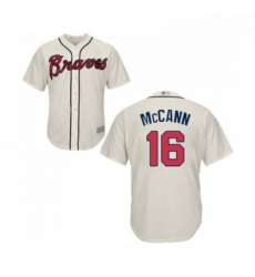 Youth Atlanta Braves 16 Brian McCann Authentic Cream Alternate 2 Cool Base Baseball Jersey 