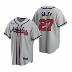 Youth Atlanta Braves 27 Austin Riley Cool Base MLB Stitched Jersey Gray