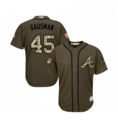 Youth Atlanta Braves 45 Kevin Gausman Authentic Green Salute to Service Baseball Jersey 