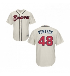 Youth Atlanta Braves 48 Jonny Venters Replica Cream Alternate 2 Cool Base Baseball Jersey 