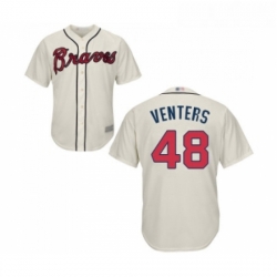 Youth Atlanta Braves 48 Jonny Venters Replica Cream Alternate 2 Cool Base Baseball Jersey 