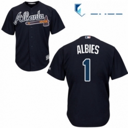 Youth Majestic Atlanta Braves 1 Ozzie Albies Replica Blue Alternate Road Cool Base MLB Jersey 