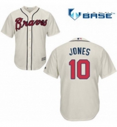 Youth Majestic Atlanta Braves 10 Chipper Jones Authentic Cream Alternate 2 Cool Base MLB Jersey