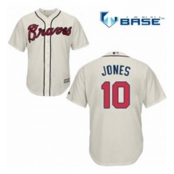 Youth Majestic Atlanta Braves 10 Chipper Jones Authentic Cream Alternate 2 Cool Base MLB Jersey