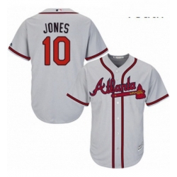 Youth Majestic Atlanta Braves 10 Chipper Jones Authentic Grey Road Cool Base MLB Jersey