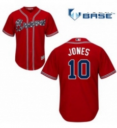 Youth Majestic Atlanta Braves 10 Chipper Jones Authentic Red Alternate Cool Base MLB Jersey