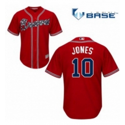 Youth Majestic Atlanta Braves 10 Chipper Jones Authentic Red Alternate Cool Base MLB Jersey