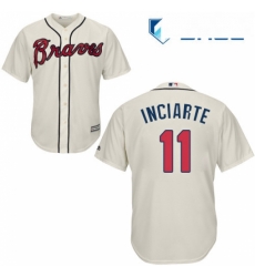 Youth Majestic Atlanta Braves 11 Ender Inciarte Authentic Cream Alternate 2 Cool Base MLB Jersey 