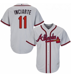 Youth Majestic Atlanta Braves 11 Ender Inciarte Authentic Grey Road Cool Base MLB Jersey 