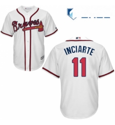 Youth Majestic Atlanta Braves 11 Ender Inciarte Replica White Home Cool Base MLB Jersey 