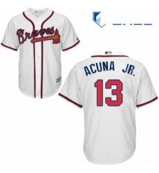 Youth Majestic Atlanta Braves 13 Ronald Acuna Jr Replica White Home Cool Base MLB Jersey 
