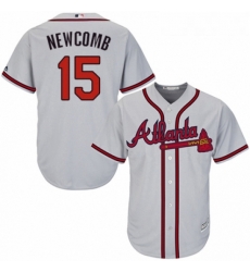 Youth Majestic Atlanta Braves 15 Sean Newcomb Authentic Grey Road Cool Base MLB Jersey 