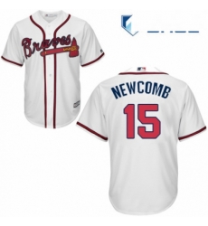 Youth Majestic Atlanta Braves 15 Sean Newcomb Authentic White Home Cool Base MLB Jersey 