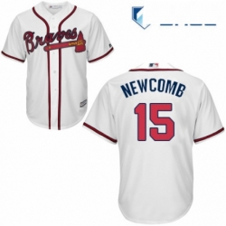 Youth Majestic Atlanta Braves 15 Sean Newcomb Authentic White Home Cool Base MLB Jersey 