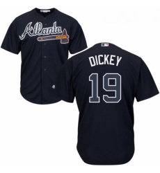 Youth Majestic Atlanta Braves 19 RA Dickey Authentic Blue Alternate Road Cool Base MLB Jersey