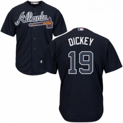 Youth Majestic Atlanta Braves 19 RA Dickey Authentic Blue Alternate Road Cool Base MLB Jersey