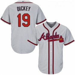 Youth Majestic Atlanta Braves 19 RA Dickey Authentic Grey Road Cool Base MLB Jersey