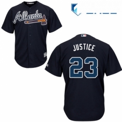 Youth Majestic Atlanta Braves 23 David Justice Authentic Blue Alternate Road Cool Base MLB Jersey