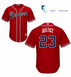 Youth Majestic Atlanta Braves 23 David Justice Authentic Red Alternate Cool Base MLB Jersey