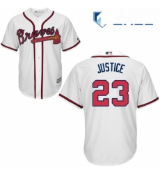 Youth Majestic Atlanta Braves 23 David Justice Authentic White Home Cool Base MLB Jersey
