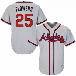 Youth Majestic Atlanta Braves 25 Tyler Flowers Authentic Grey Road Cool Base MLB Jersey