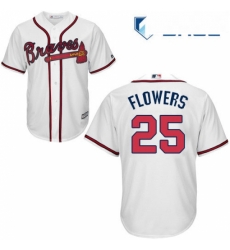 Youth Majestic Atlanta Braves 25 Tyler Flowers Authentic White Home Cool Base MLB Jersey