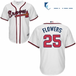 Youth Majestic Atlanta Braves 25 Tyler Flowers Replica White Home Cool Base MLB Jersey