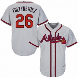 Youth Majestic Atlanta Braves 26 Mike Foltynewicz Authentic Grey Road Cool Base MLB Jersey 