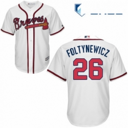 Youth Majestic Atlanta Braves 26 Mike Foltynewicz Authentic White Home Cool Base MLB Jersey 