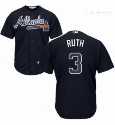 Youth Majestic Atlanta Braves 3 Babe Ruth Authentic Blue Alternate Road Cool Base MLB Jersey