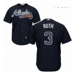 Youth Majestic Atlanta Braves 3 Babe Ruth Authentic Blue Alternate Road Cool Base MLB Jersey