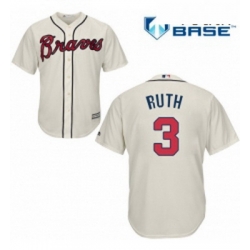 Youth Majestic Atlanta Braves 3 Babe Ruth Authentic Cream Alternate 2 Cool Base MLB Jersey
